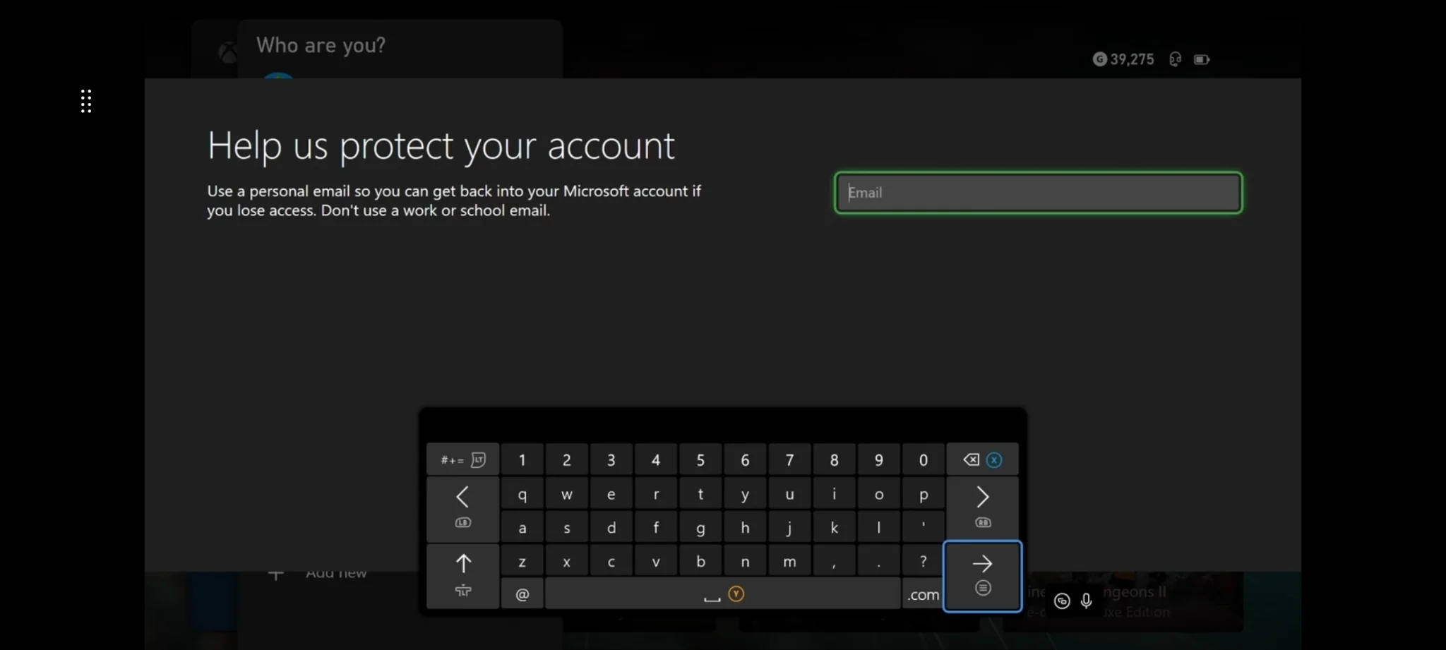 Asmeninio el. pašto pridėjimas Microsoft paskyros apsaugai Xbox