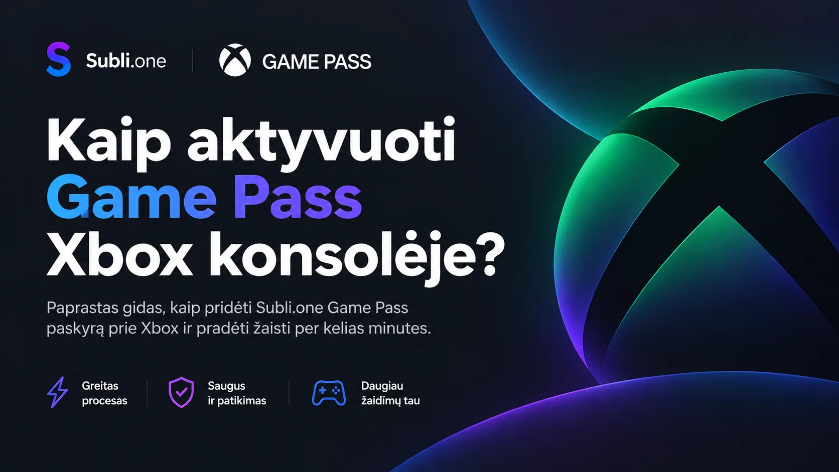 Xbox Game Pass aktyvavimo gidas Xbox konsolėje