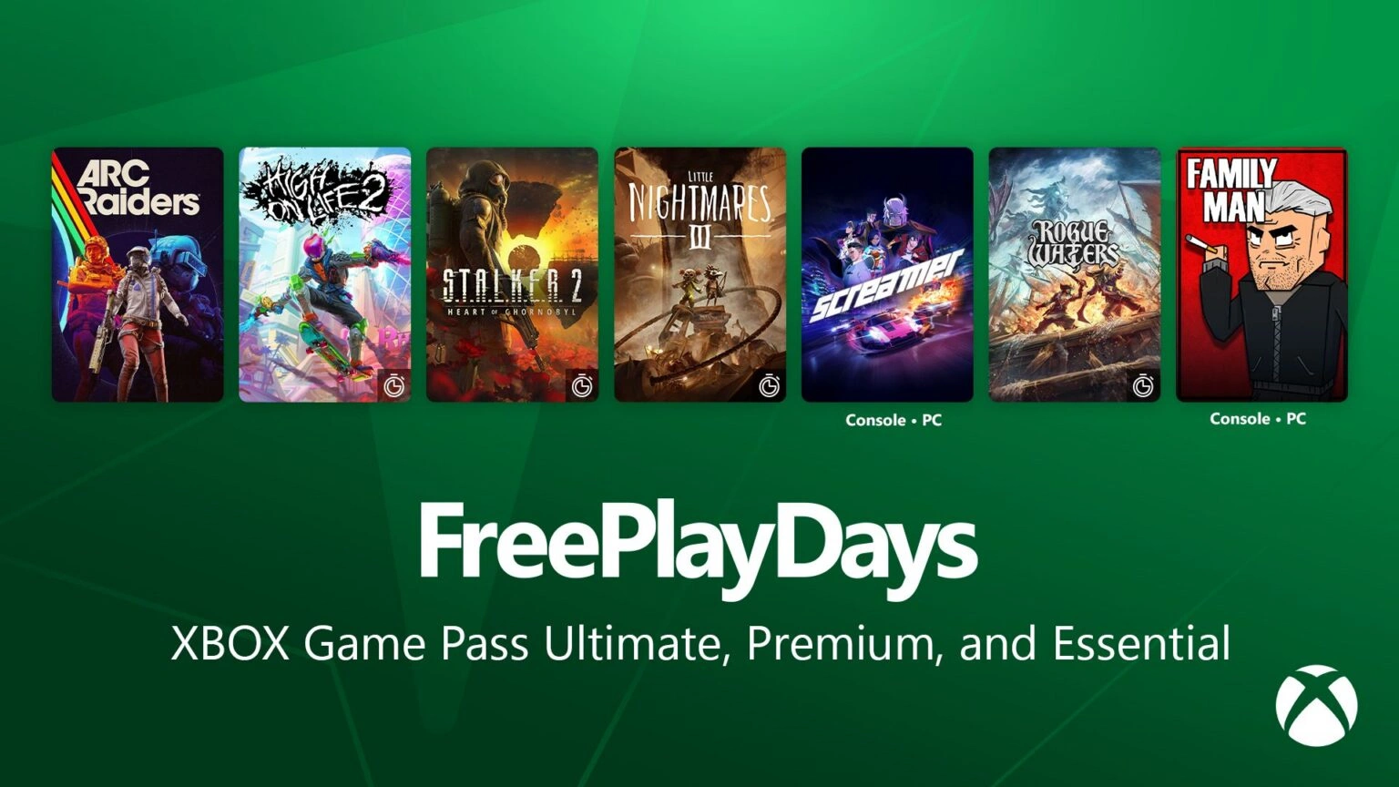 Xbox Free Play Days games including ARC Raiders and S.T.A.L.K.E.R. 2